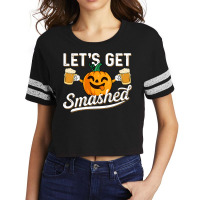 Drinking Pumpkin Lets Get Smashed Beer Lover Halloween Funny Long Slee Scorecard Crop Tee | Artistshot