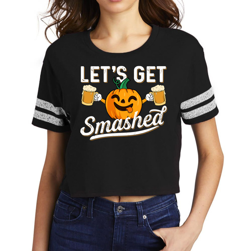 Drinking Pumpkin Lets Get Smashed Beer Lover Halloween Funny Long Slee Scorecard Crop Tee by ayedencoplon | Artistshot