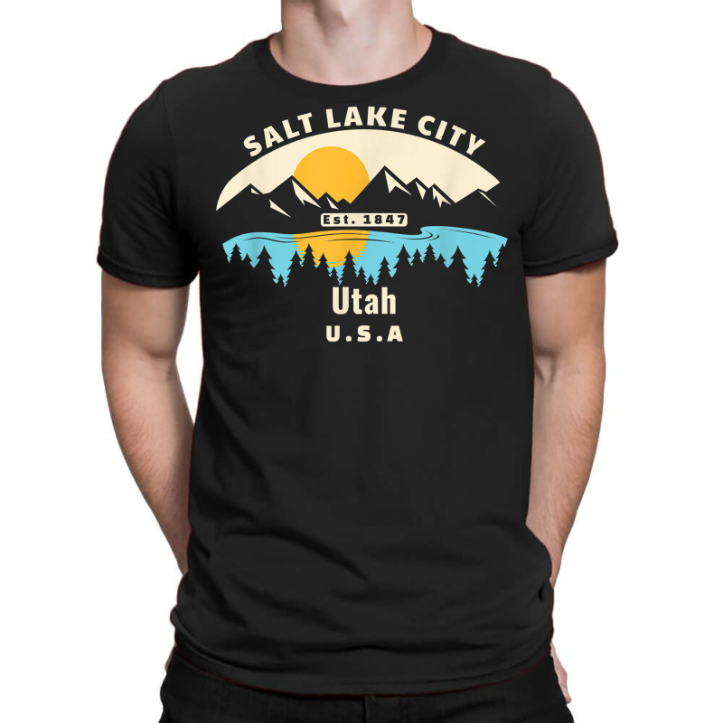 Salt Lake City Utah Souvenir Mountain Sunset River T Shirt T-shirt | Artistshot