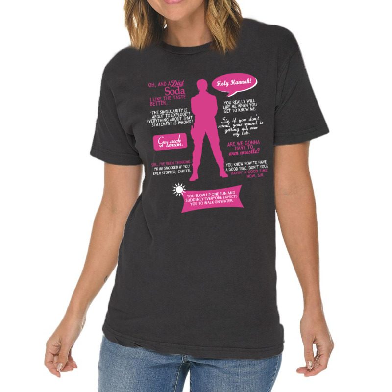 Stargate Sg1  Sam Quotes (pinkwhite Design) Fitted Vintage T-Shirt by cm-arts | Artistshot