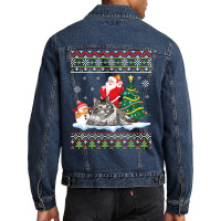 Santa Riding Siberian Cat Noel Tree Presents Merry Christmas T Shirt Men Denim Jacket | Artistshot