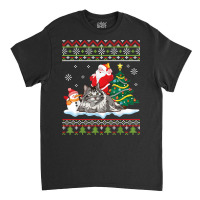 Santa Riding Siberian Cat Noel Tree Presents Merry Christmas T Shirt Classic T-shirt | Artistshot