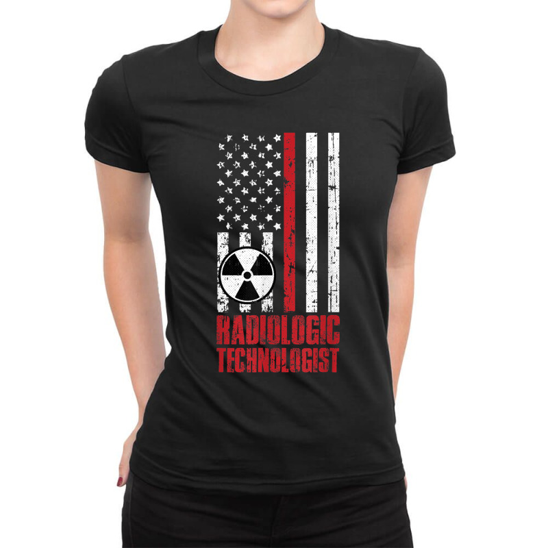 American Flag Radiologic Technologist Rad Tech Rt Radiology Ladies Fitted T-Shirt by JamieZilverberg | Artistshot