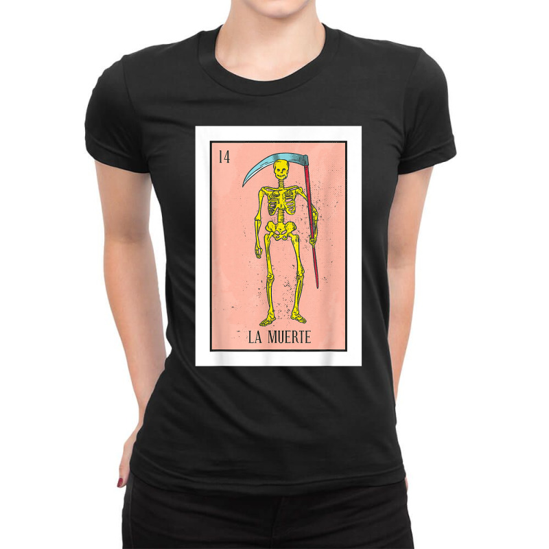 Retro La Muerte Lottery Card The Death Card Mexican Lottery T Shirt Ladies Fitted T-Shirt by cm-arts | Artistshot