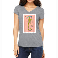 Retro La Muerte Lottery Card The Death Card Mexican Lottery T Shirt Women's V-neck T-shirt | Artistshot