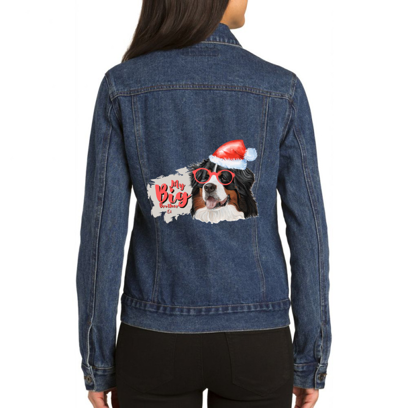 My Big Brother Is A  Bernese Mt. Dog Charismas Gift 14 Ladies Denim Jacket by cm-arts | Artistshot