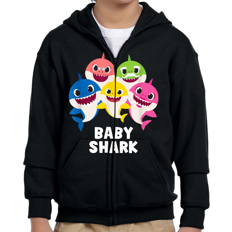 Pinkfong Baby Shark Family T Shirt With Text Youth Zipper Hoodie by cm-arts | Artistshot