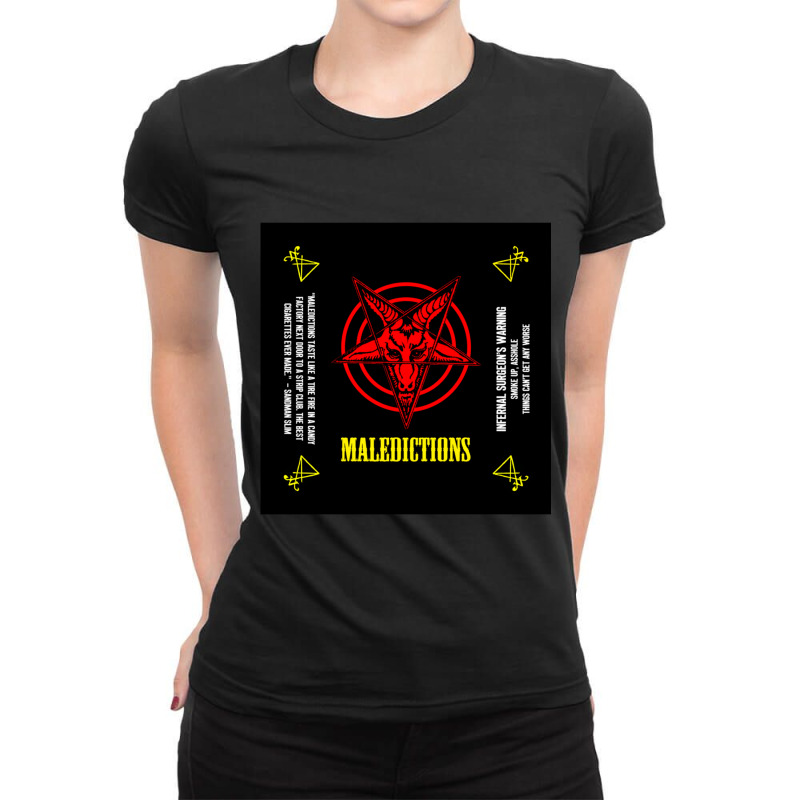 Maledictions - The Best Smokes In Hell - Quote, Warning And Sigils S,  Ladies Fitted T-Shirt by TERESALIRES | Artistshot