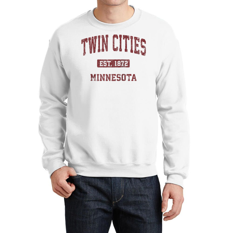 Twin Cities Minnesota Mn Vintage Athletic Sports Design Raglan Basebal Crewneck Sweatshirt | Artistshot