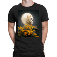 Moon Dia De Los Muertes Saint Goddess Marigolds Midjourney T-shirt | Artistshot