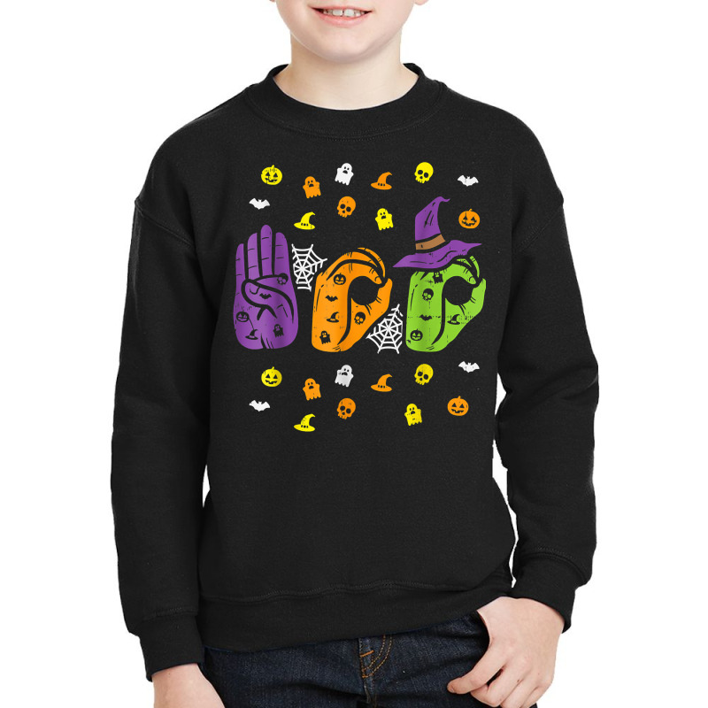 Boo Hands American Sign Language Pride Asl Funny Halloween T Shirt Youth Sweatshirt by cm-arts | Artistshot