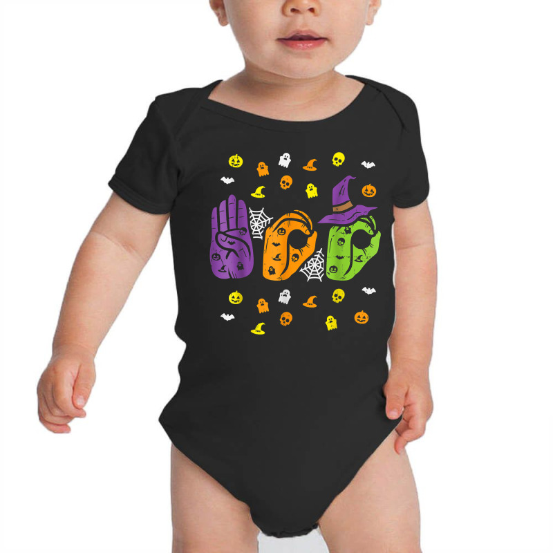 Boo Hands American Sign Language Pride Asl Funny Halloween T Shirt Baby Bodysuit by cm-arts | Artistshot