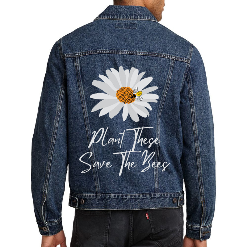 Plant These Save The Bees Daisy Bee Men Denim Jacket | Artistshot