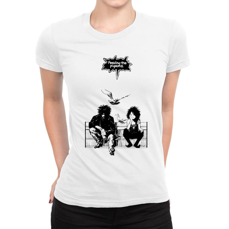 Feeding The Pigeons  (black) Ladies Fitted T-Shirt by STEVERAMER | Artistshot