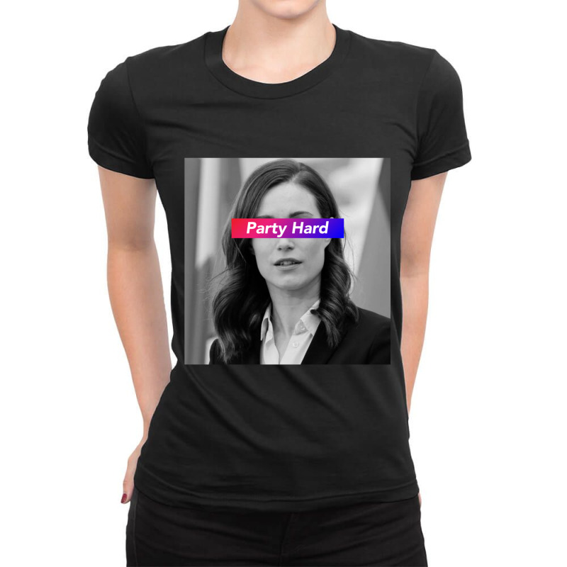 Party Hard Finnish Prime Minister Sanna Marin Ladies Fitted T-Shirt by cm-arts | Artistshot