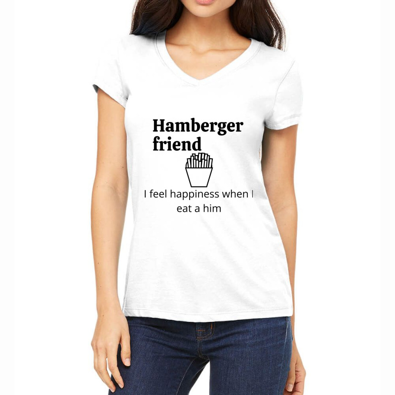 Hamberger Friend Women's V-Neck T-Shirt by STEVERAMER | Artistshot