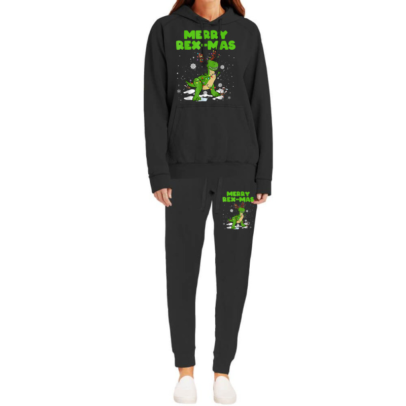 Merry Rex Mas Dinosaur Christmas Reindeer Lights Xmas Kids T Shirt Hoodie & Jogger Set | Artistshot