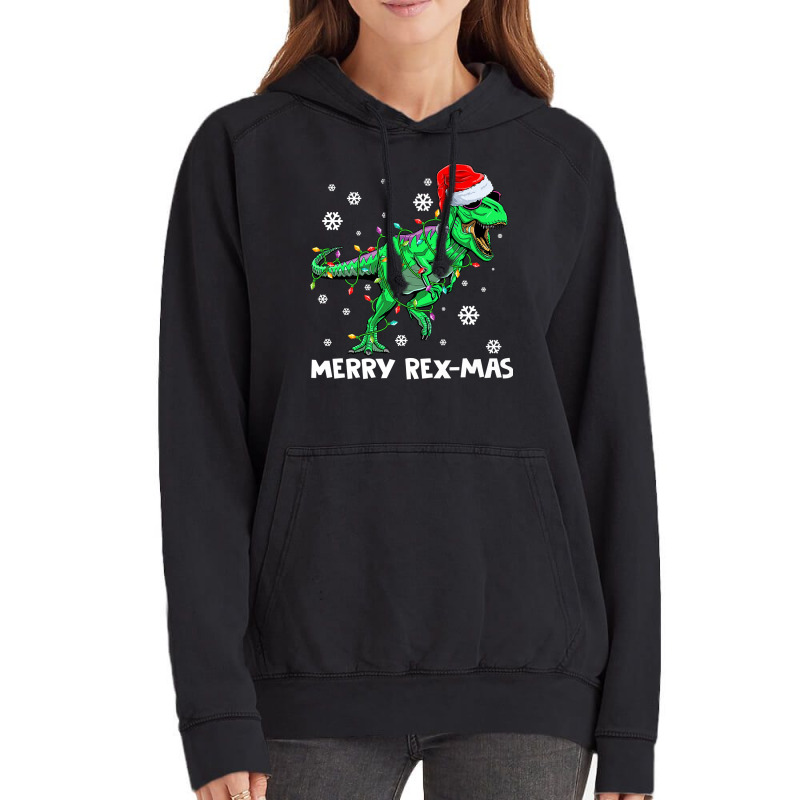 Merry Rexmas Funny Santa Dinosaur Christmas Pajamas Family Premium T S Vintage Hoodie | Artistshot