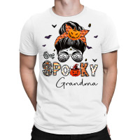 One Spooky Grandma Messy Bun Grandma Pumpkin Halloween T Shirt T-shirt | Artistshot