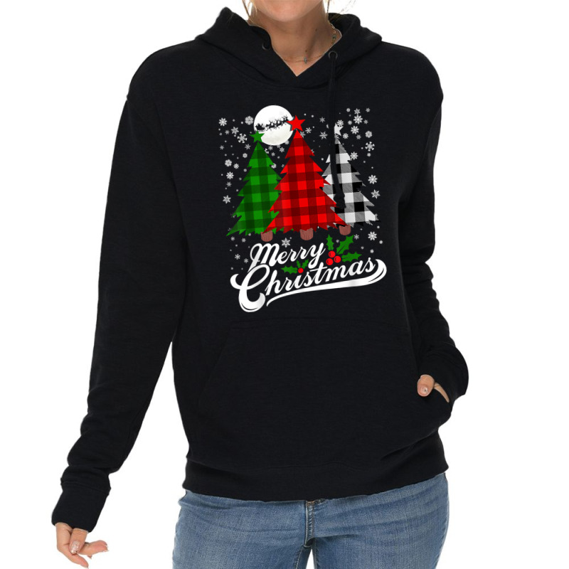 Plaid Merry Christmas Tree Buffalo Matching Family Xmas T Shirt Lightweight Hoodie | Artistshot