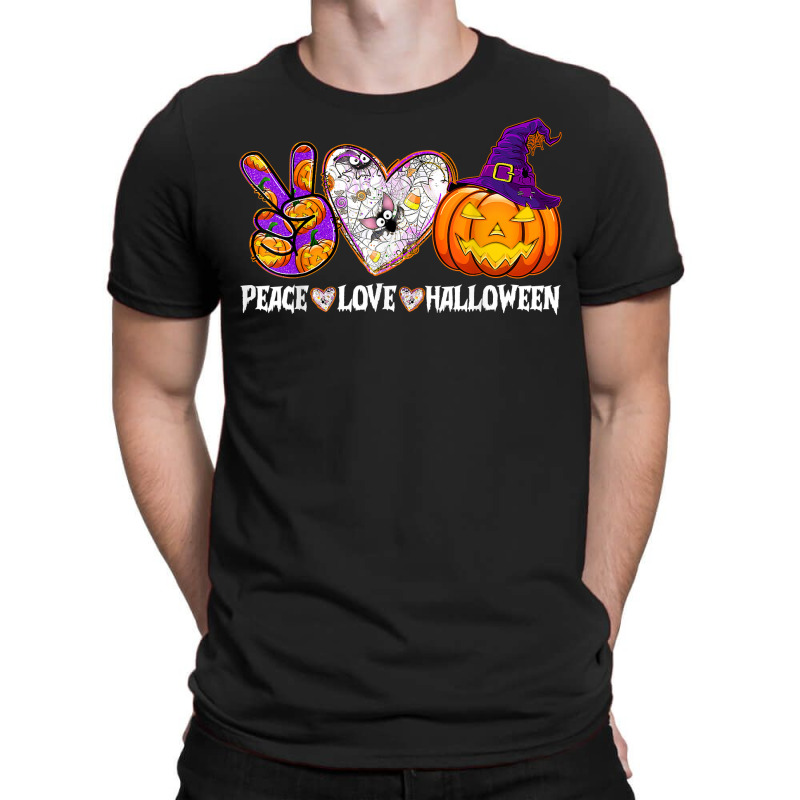 Pumpkin Witch Hat Trick Or Treat Peace Love Halloween T Shirt T-shirt | Artistshot