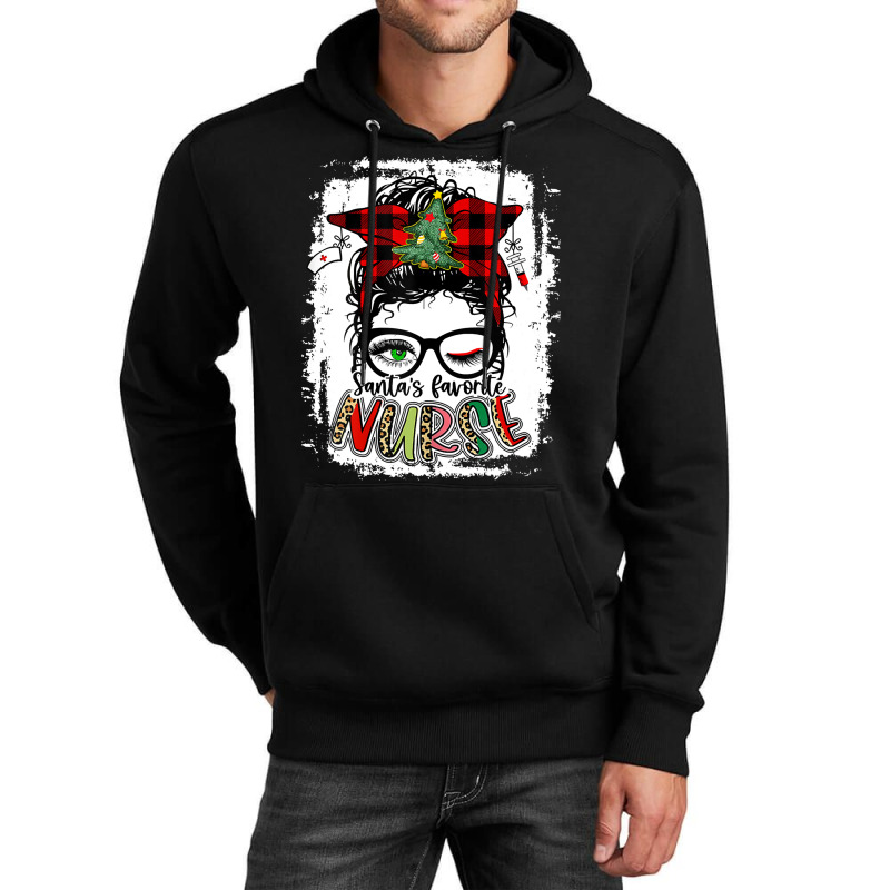 Santa's Favorite Nurse Christmas Mom Messy Bun Merry Nursing Sweatshir Unisex Hoodie | Artistshot