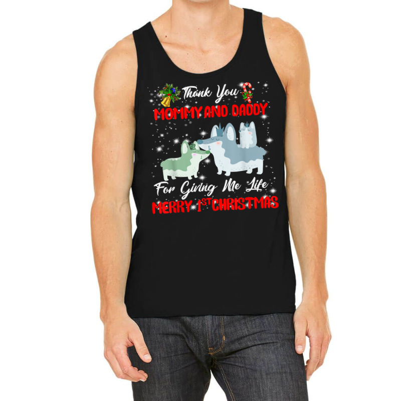 Thanks Mom And Dad And Merry First Christmas To Dog Love T Shirt Tank Top | Artistshot