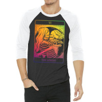 The Lovers Tarot Card Rainbow Occult Goth Lesbian Skeleton T Shirt 3/4 Sleeve Shirt | Artistshot