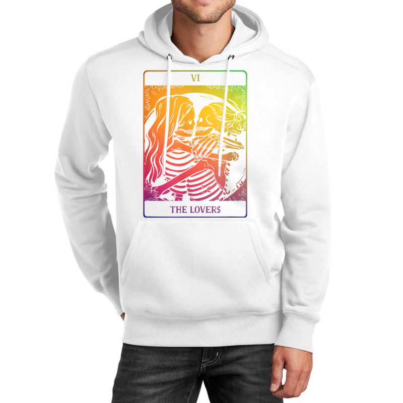 The Lovers Tarot Card Rainbow Occult Goth Lesbian Skeleton T Shirt Unisex Hoodie | Artistshot