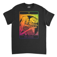 The Lovers Tarot Card Rainbow Occult Goth Lesbian Skeleton T Shirt Classic T-shirt | Artistshot