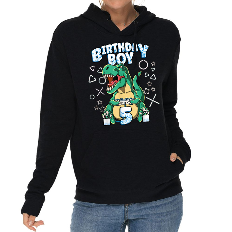 5th Birthday Boy Video Games Gamer Gaming 5 Year Old T Shirt Lightweight Hoodie | Artistshot