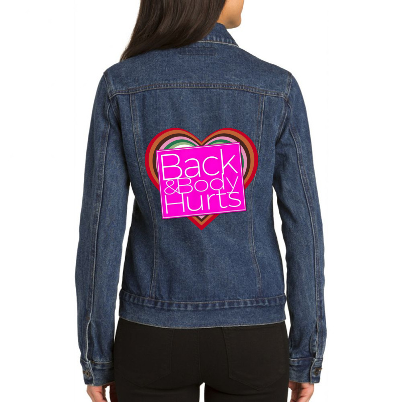 Back And Body Hurts Funny Yoga Work Out Ladies Denim Jacket by cm-arts | Artistshot