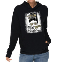 78 Years Old Messy Bun Leopard Omg It's My 78th Birthday T Shirt Lightweight Hoodie | Artistshot