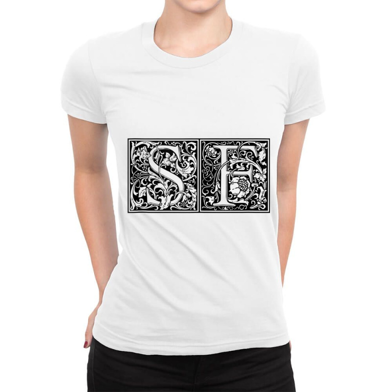 Sf   Initials S F Name Surname Onomastics Onomatology Tank Top Ladies Fitted T-Shirt by cm-arts | Artistshot