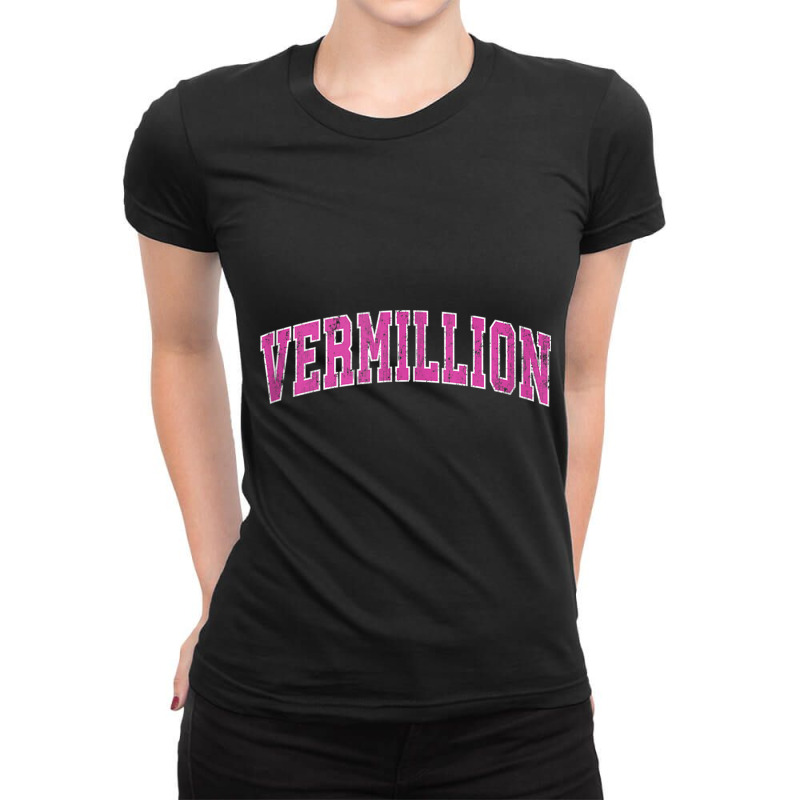 Vermillion South Dakota Sd Vintage Sports Design Pink Design Tank Top Ladies Fitted T-Shirt by cm-arts | Artistshot