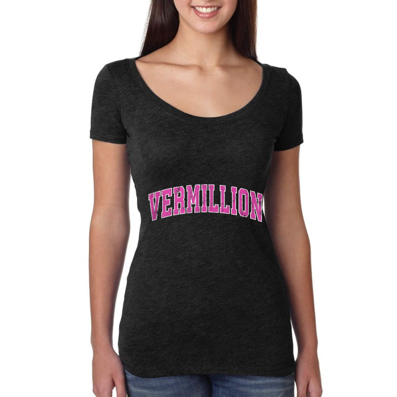 Vermillion South Dakota Sd Vintage Sports Design Pink Design Tank Top Women's Triblend Scoop T-shirt by cm-arts | Artistshot