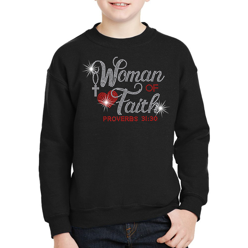 Woman Of Faith Bling Rhinestone Funny Christian Birthday T Shirt Youth Sweatshirt by cm-arts | Artistshot