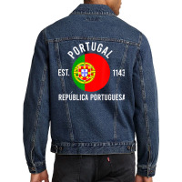 Potugal Independence Day Flag Est 1143 Souvenir Love Gift T Shirt Men Denim Jacket | Artistshot