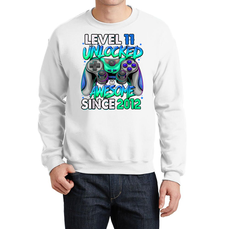 Vintage 11 Year Old Birthday Unlocked Awesome Since 2012 T Shirt Crewneck Sweatshirt | Artistshot