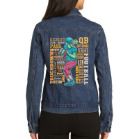 Football Dinosaur Game Day For Men Women Kids Trex Ladies Denim Jacket | Artistshot