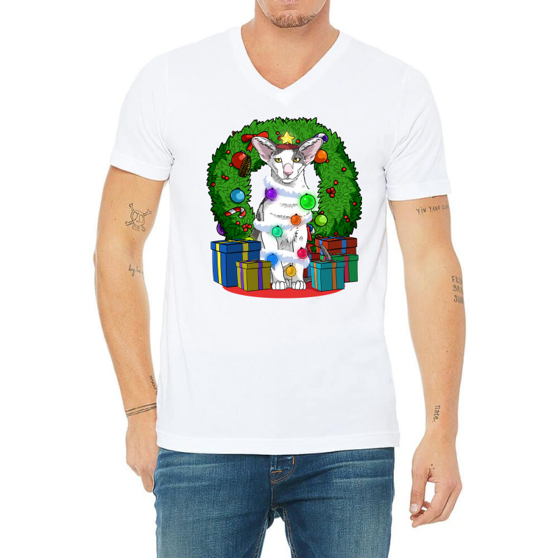 Oriental Shorthair Cat Christmas Tree X Mas Santa Long Sleeve T Shirt V-neck Tee | Artistshot