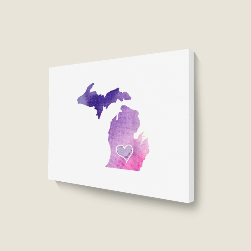 Cute Pink I Love Michigan Pure Michigander T Shirt Landscape Canvas Print | Artistshot