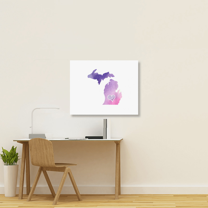 Cute Pink I Love Michigan Pure Michigander T Shirt Landscape Canvas Print | Artistshot