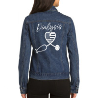 Dialysis Technician Nurse   Kidney Heartbeat Sweatshirt Ladies Denim Jacket | Artistshot