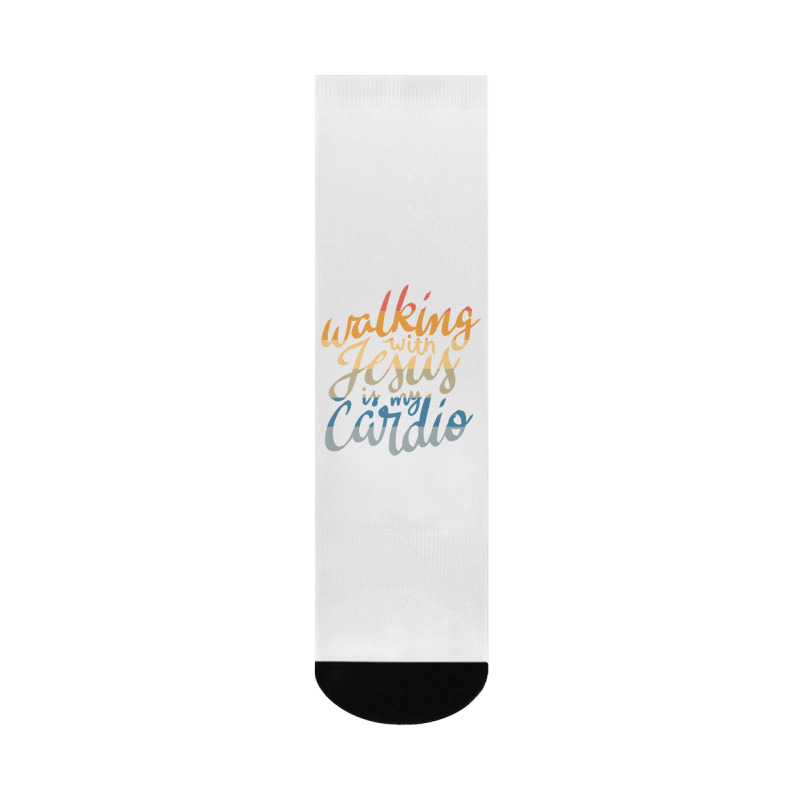 Walking With Jesus Is My Cardio   Funny Christian Workout Premium T Sh Crew Socks | Artistshot