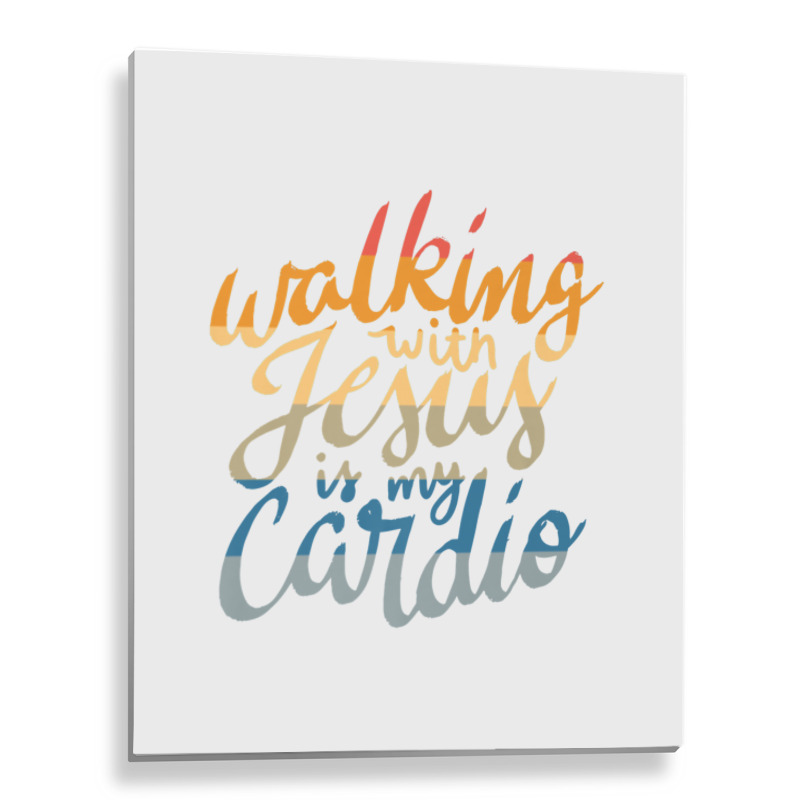 Walking With Jesus Is My Cardio   Funny Christian Workout Premium T Sh Metal Print Vertical | Artistshot