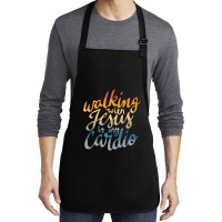 Walking With Jesus Is My Cardio   Funny Christian Workout Premium T Sh Medium-length Apron | Artistshot