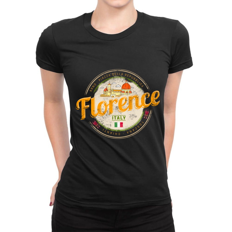 Florence Capital Of Tuscany Italy Vintage Souvenir Sweatshirt Ladies Fitted T-Shirt by cm-arts | Artistshot