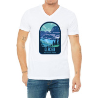 Glacier National Park Retro V-neck Tee | Artistshot