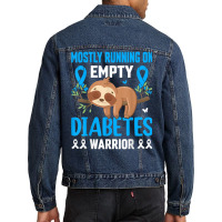 Funny Lazy Sloth Mostly Running On Empty Diabetes Warrior T Shirt Men Denim Jacket | Artistshot